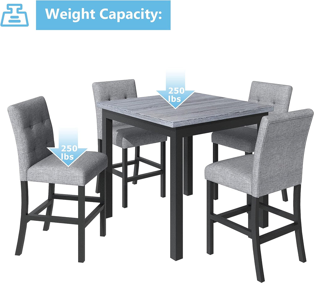 RuiSiSi 5-Piece Counter Height Dining Table Set for 4, Square Dining Table wi...
