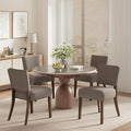 COLAMY Mid Century Modern Dining Chairs Set of 4, Upholstered Kitchen Chairs with Back, Farmhouse Fabric Side Dining Room Chairs with Wood Legs for Dining Room Kitchen Restaurant, Brown
