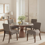 COLAMY Mid Century Modern Dining Chairs Set of 4, Upholstered Kitchen Chairs with Back, Farmhouse Fabric Side Dining Room Chairs with Wood Legs for Dining Room Kitchen Restaurant, Brown
