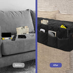 MEHIDFY Armchair Caddy, Waterproof Sofa Armrest Organizer, Non Slip Recliner Organizer, Remote Holder for Recline, Recliner Caddy with 14 Pockets Storage for TV Remote, Phone, Magazine (Black)