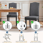 Yaheetech Upholstered Dining Chairs Set of 2, Modern Kitchen Chairs with Nailhead Trims and Solid Wood Legs for Dining Room, Living Room, Restaurant, Fabric Armless Design, Dark Gray