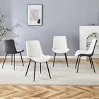 Dining Chairs Set of 4, Dining Room Chair, Leather Dining Chairs, Kitchen Chairs with Upholstered Pu Leather White Chairs with Grey Chair Back