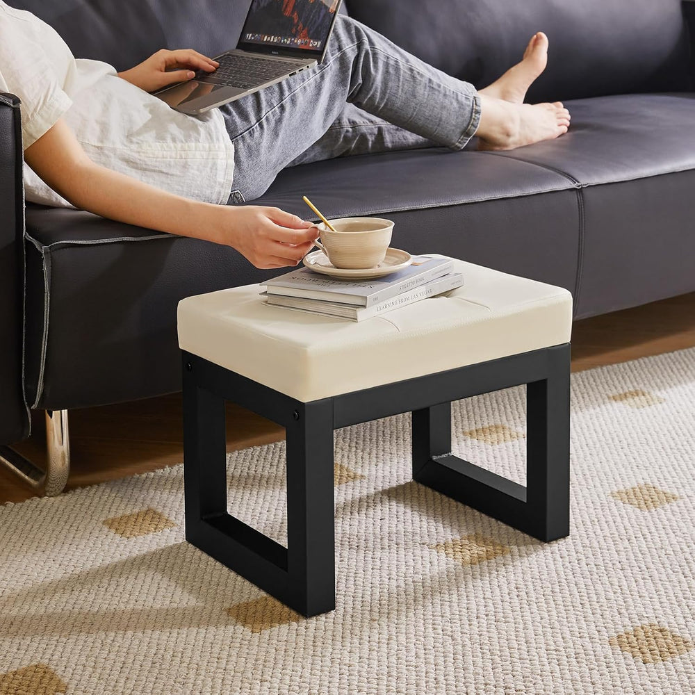 IBUYKE 16 Inch Small Foot Stool Ottoman, Rectangle PU Faux Leather Foot Rest ...