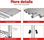 REIBII 72.8" Wire Shelving with Wheels,5 Tier 1653LBS Heavy Duty Shelves | Chrome rolling rack, 331 lbs/shelf, 5-tier, lockable wheels, rust-proof, adjustable height, tool-free, garage, kitchen