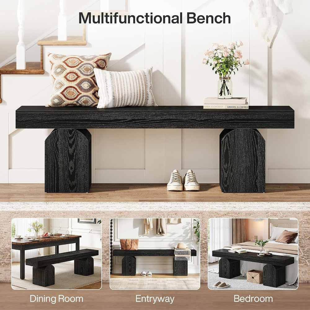 Tribesigns Entryway Bench, 59" Long Black Shoe Bench with Arched Bases, ...