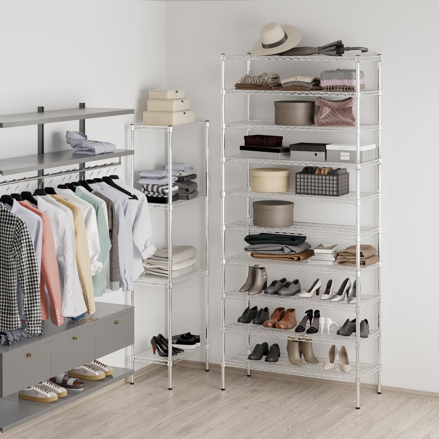 18" Deep x 42" Wide x 96" Height Wire Shelving Kit | 10-Tier | NSF Commercial Storage Rack Unit