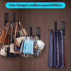 Xuhal 360° Rotatable Belt Hanger Wall Mount Belt Rack for Closet Heavy Duty Carbon Steel Tie Storage Organizer Space Saving Hanging Hook Holder for Bra, Tank Top, Tie, Scarf and Accessories