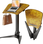 Claiks Mobile Standing Desk, Portable Rolling Sit-Stand Desk with Wheels, Height-Adjustable with 90 Tiltable Top, Foldable Computer Stand, Rustic Brown