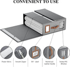 4 Pack Foldable Bed Sheets Set Organizers and Storage(King & Queen Size),Linen Fabric Closet Organizers with Window,Folding Bedding Storage Box for Bedsheets and Pillow Cube Organizer-Gray