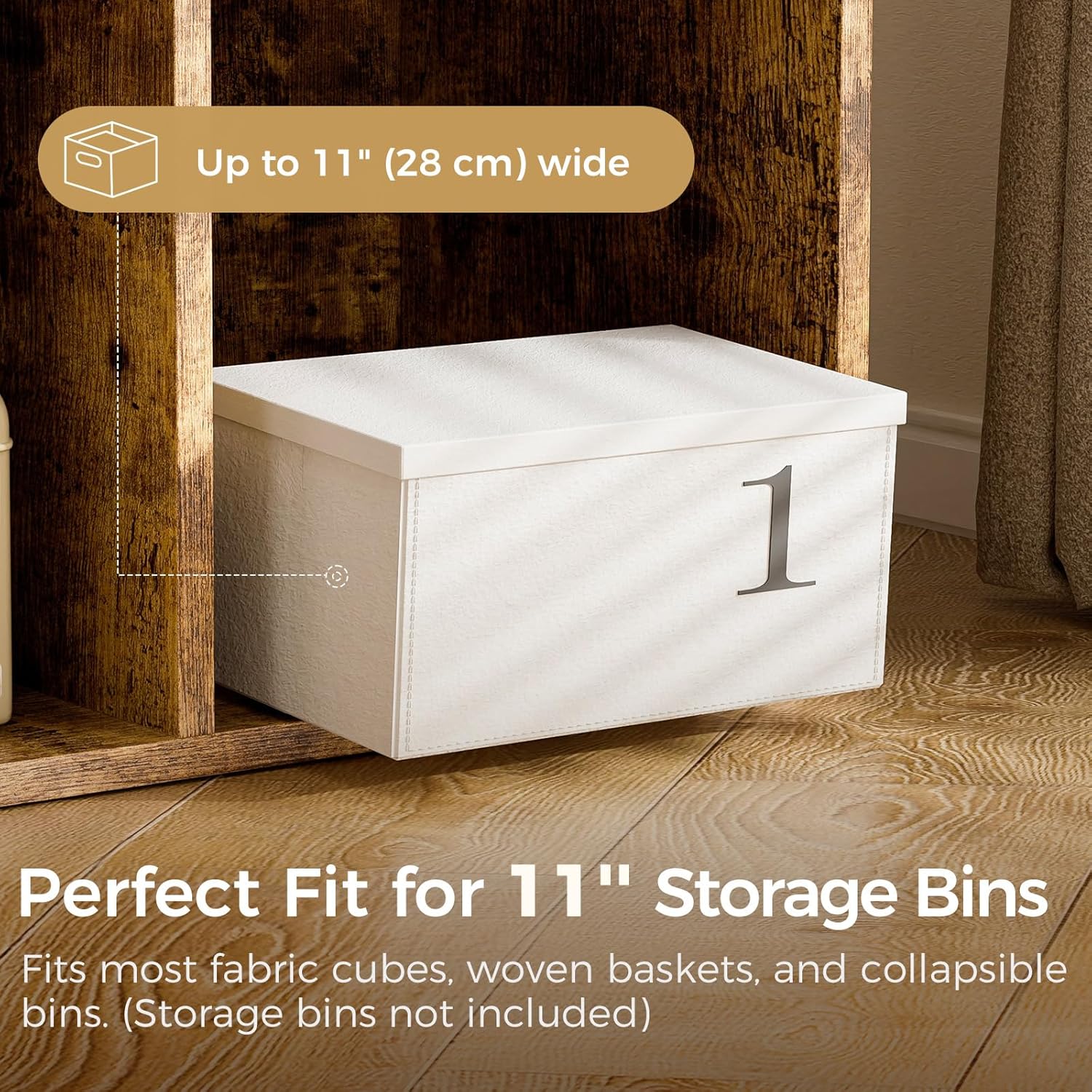 COMHOMA 8 Wood Cube Storage Organizer with Open Back and Removable Back Panels, 11In Brown Cube Storage Bookshelf, Cubicle Shelf Bookcase for Home Office Bedroom Living Room, Vertical or Horizontal