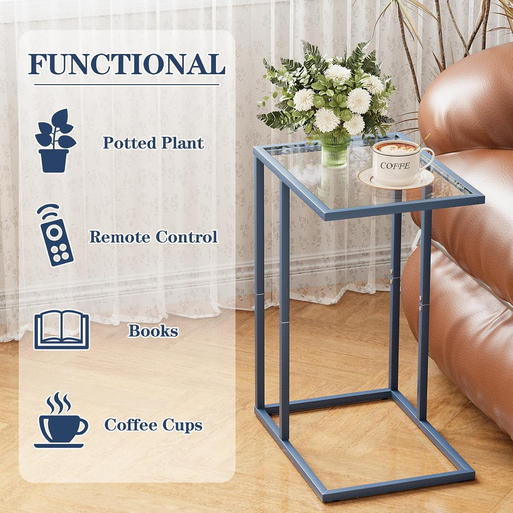 Easy Paws C Table End Table Set of 2, Glass Couch Side Table, Tempered Glass ...