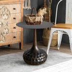 End Table, Modern Coffee Table, Iron Decorative Pedestal Metal Accent Table for Living Room/Bedroom/Balcony/Office/Indoor/Outdoor