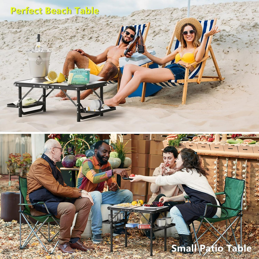 Titanker Small Camping Table Foldable 2ft, Folding Picnic Table with Side Rac...
