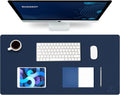 K KNODEL Large Office Leather Desk Mat, Mouse and Keyboard Pad, Computer and Laptop Mat, Desktop Protector and Cover, Writing Pad and Blotter (31.5"x15.7", Dark Blue)