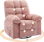 Rocking Recliner Chair with Vibration Massage & Heat, 360° Swivel Oversized Rocker Recliner with Side Pocket for Living Room, Bedroom & Nursery