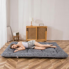 MAXYOYO Japanese Floor Mattress Futon Mattress, 4" Thicken Tatami Mat Sleeping Pad Foldable Roll Up Mat Boys Girls Dormitory Pad Kids Floor Lounger Pillow Bed, Charcoal Grey, Queen Size