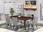 East West Furniture DODA7-MAH-27 7 Piece Dining Set Consists of a Rectangle Kitchen Table with Butterfly Leaf and 6 Polyester Fabric Upholstered Chairs, 42x78 Inch, Mahogany