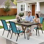 JEAREY Patio Dining Chairs Set of 4, Outdoor Stackable Dining Furniture Set, All Weather Dining Set for Lawn, Garden, Backyard, Poolside, Peacock Blue