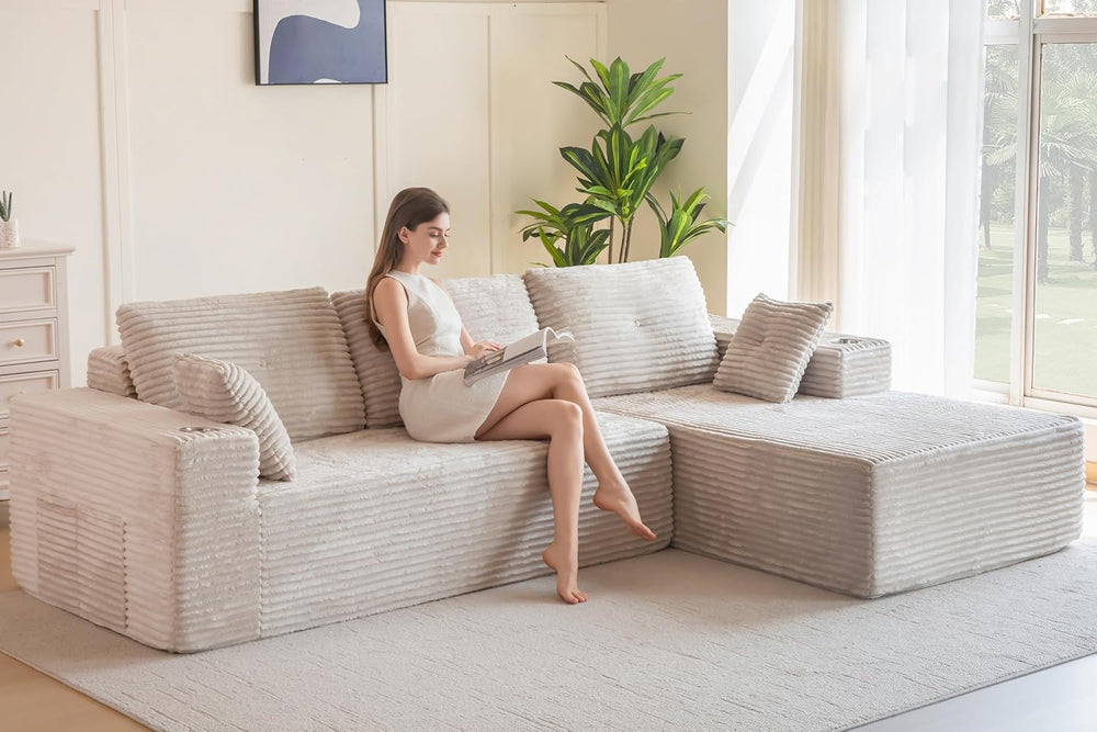 MAXYOYO Couch, 104-Inch L-Shape Sectional Sofa, Right-Facing Chaise