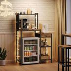 MAHANCRIS Mini Fridge Stand, Bakers Rack with Storage, 6-Tier Mini Fridge Cabinet, Coffee Bar Station with 1 Drawer, Microwave Stand for Kitchen, Dining Room, Rustic Brown and Black RSHR5401