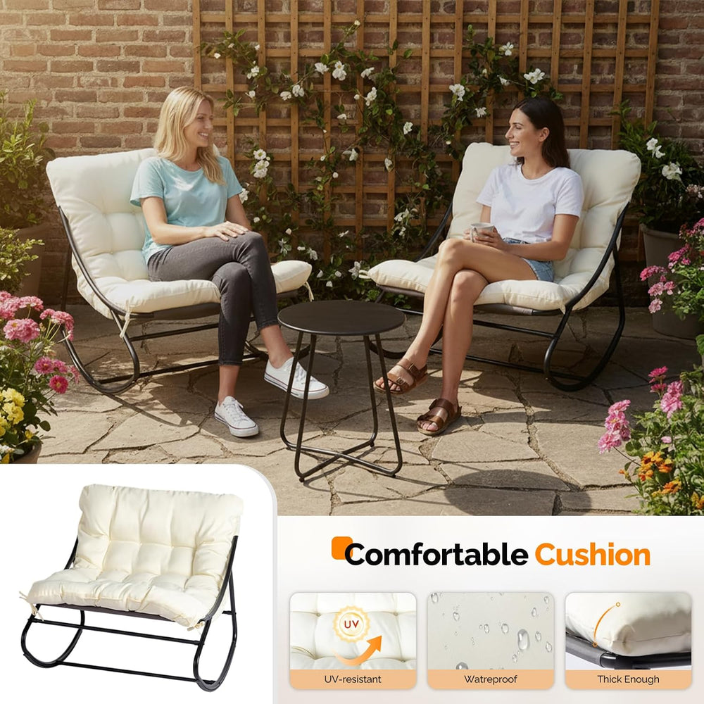 VINGLI Rocking Patio Chairs Set of 2 with Side Table, Heavy Duty 400 LBS Capa...