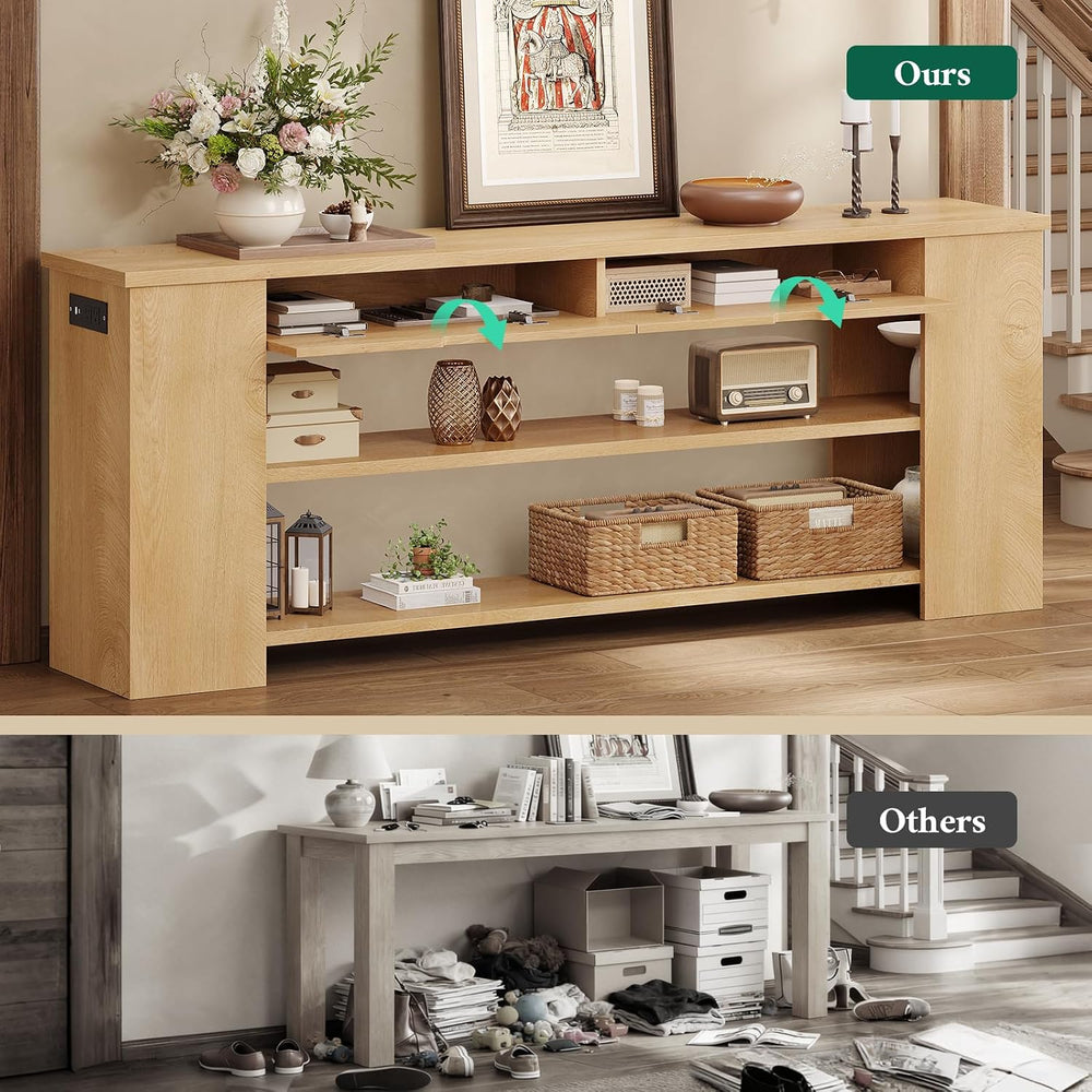 71.8 Inch Extra Long Console Table with Drawers, Farmhouse Long Console Table...