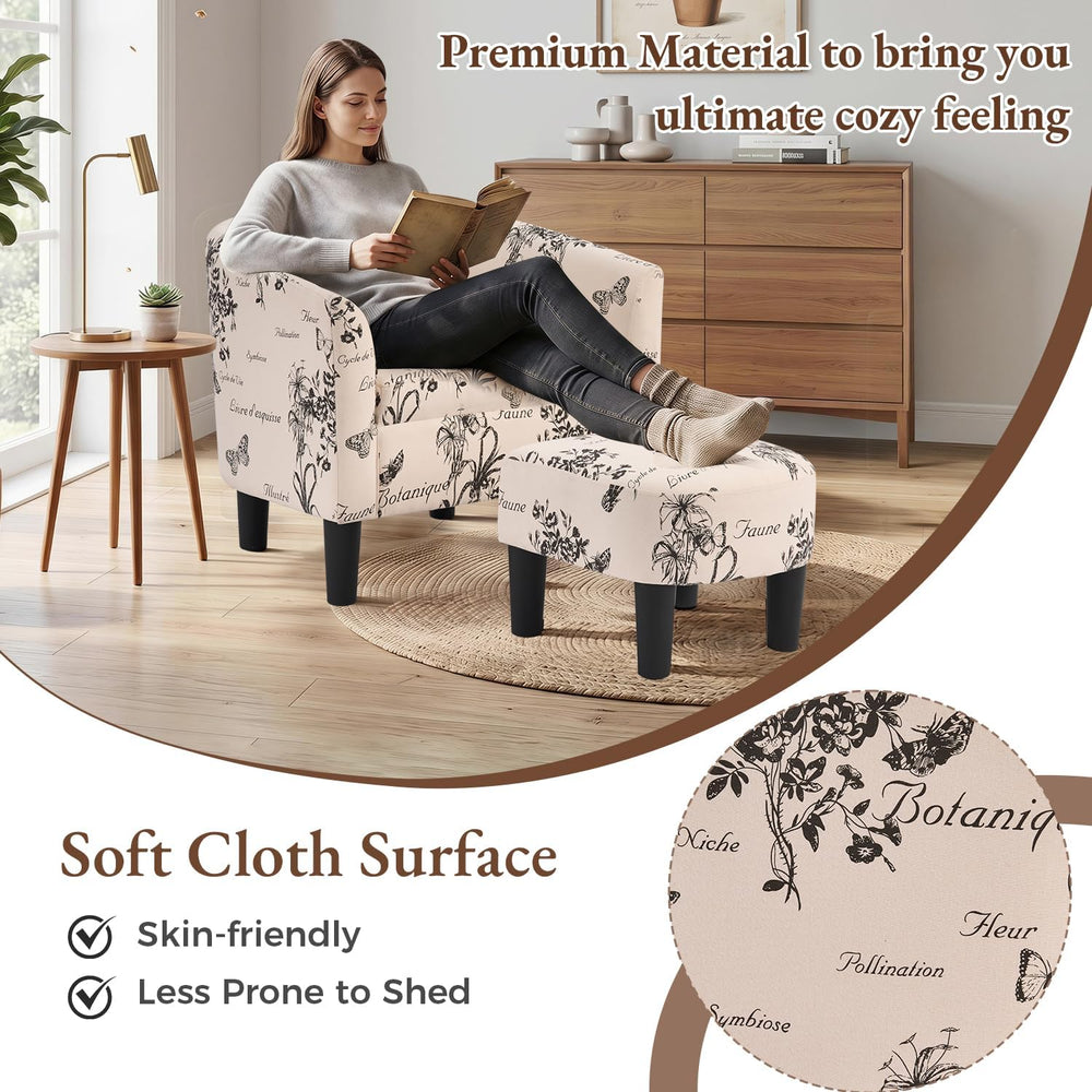 INZOY Oversized Accent Chair with Ottoman, 23.2" W Oversized Club Chair ...