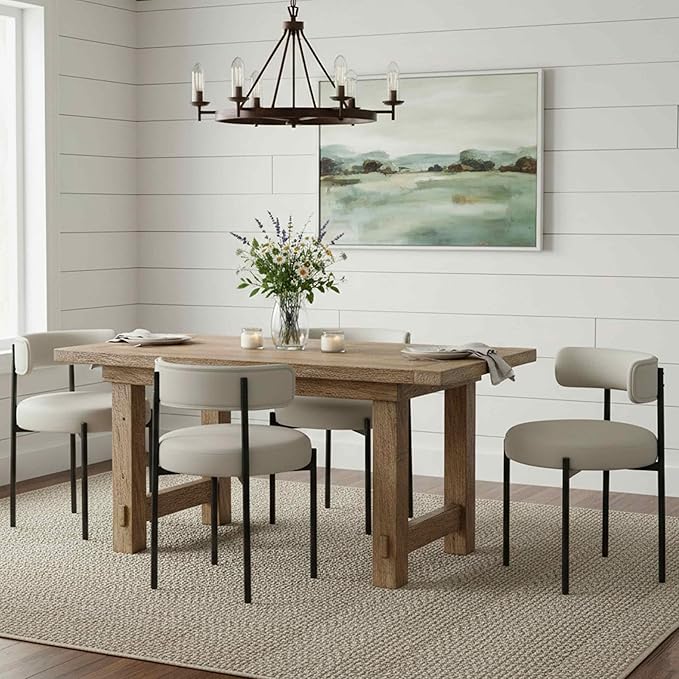 Faux Leather Dining Chairs Set of 4, Upholstered Kitchen and Dining Room Chai...