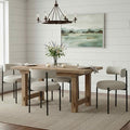 Faux Leather Dining Chairs Set of 4, Upholstered Kitchen and Dining Room Chairs, Mid-Century Modern Dining Chairs with Round Back and Black Metal Legs, Vegan Leather, Beige Grey