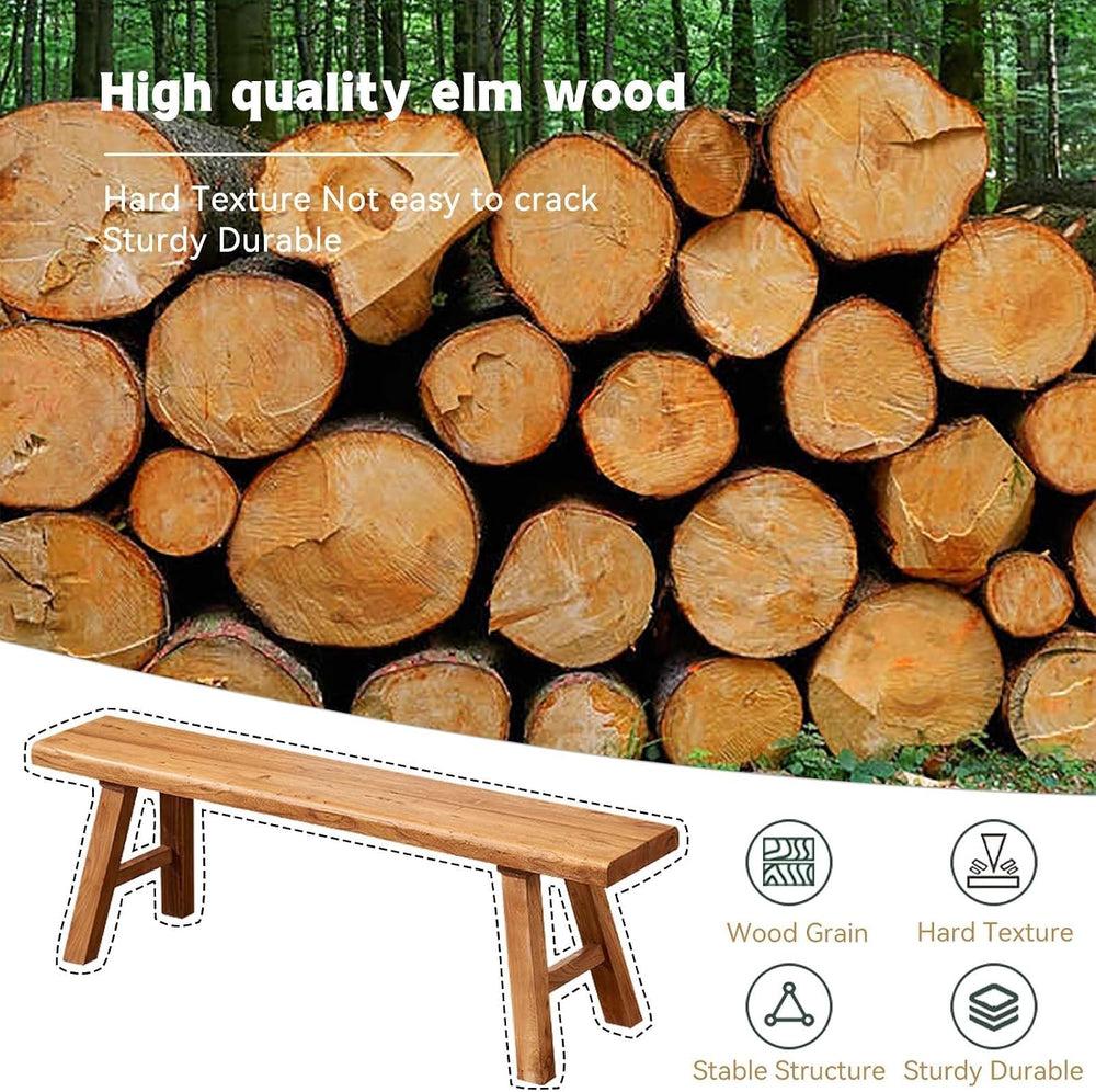 Farmhouse Solid Wooden Narrow Bench Natural Rustic Kitchen Dining Table Skinn...