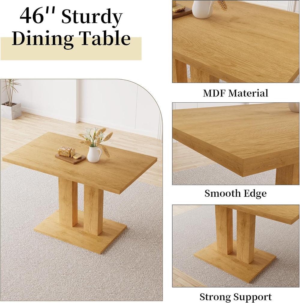 Dining Table Set for 4-6 People, 46 Inch Modern MDF Oak Kitchen Table with 4 ...