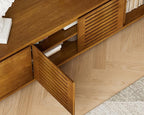 LKTART Mid Century Modern TV Stand,Extendable Entertainment Center for 65/70/75/80 Inch TV,Media Console for Living Room&Bedroom, Brown Ebony