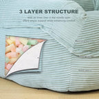 Giant Bean Bag Chair with Armrests - Oversized Cozy Seating for Adults, Corduroy Fabric & High - Density Foam Filling, Ideal Lounge for Living Room, Bedroom & Gaming Room (Mint Green)