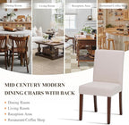 Upholstered Parsons Dining Chairs Set of 4, Modern Dining Room Chairs with Back, Fabric Kitchen Side Chairs with Wood Legs for Dinner Farmhouse Restaurant, Beige