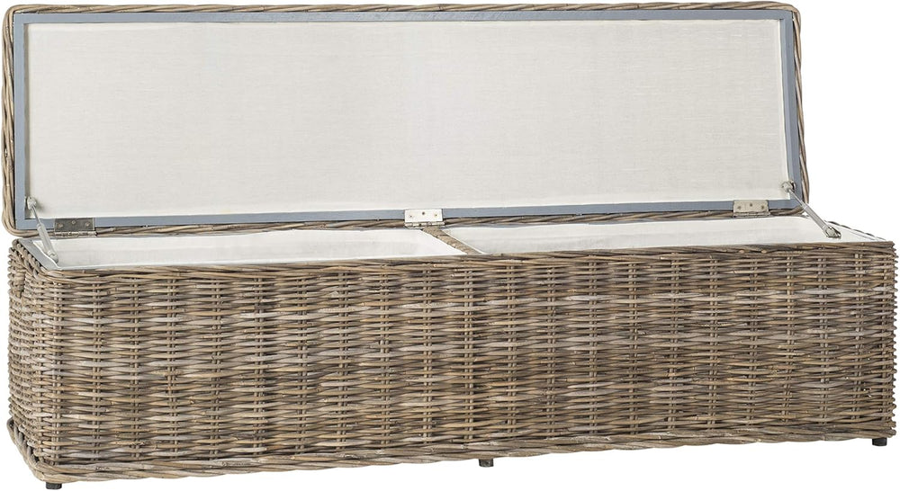 SAFAVIEH Furniture - Caius Rattan Trunk - Grey - Rattan - Coastal Woven Desig...