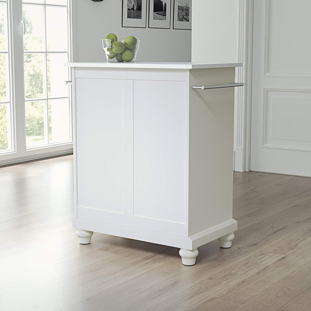 Crosley Furniture Cambridge Stone Top Small Portable Rolling Kitchen Island S...