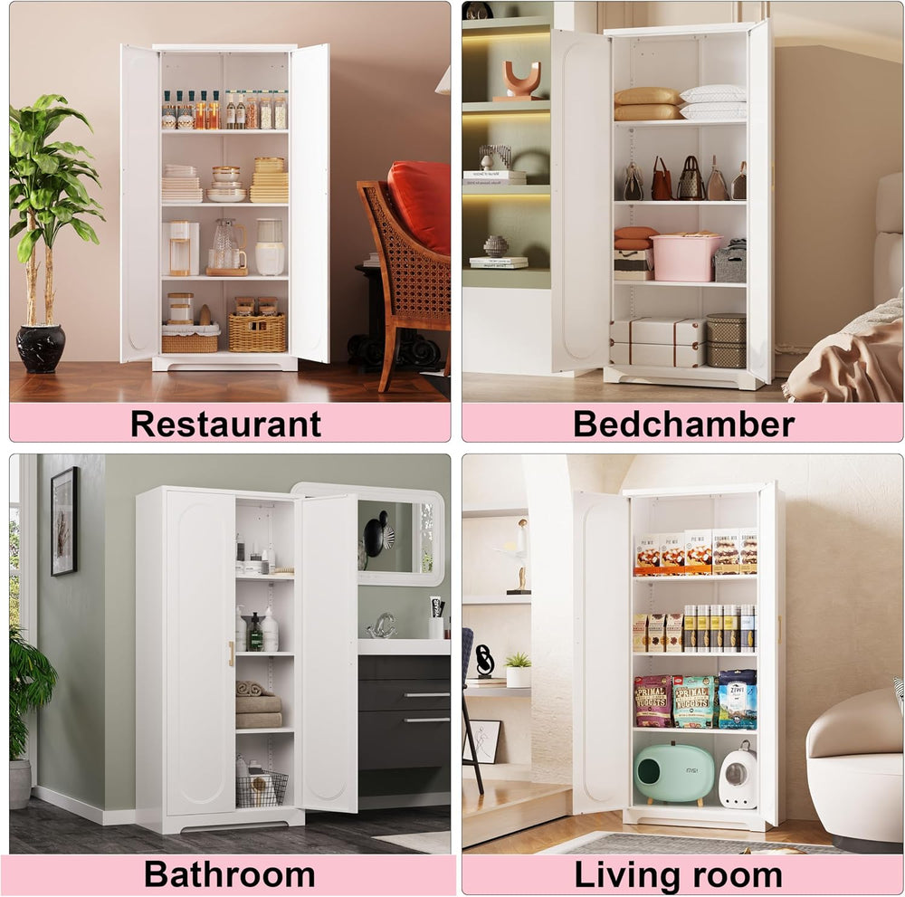 UNICOLY 60" Kitchen Pantry Cabinet, Metal Storage Cabinet with Doors and...