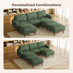 Vesgantti 97" Modular Sectional Sofa Green, Sectional Couch with Movable Ottoman, Comfy Corduroy Couch with Spring Cushion, Modular Sofa with Deep Seat for Living Room, Bedroom and Apartment