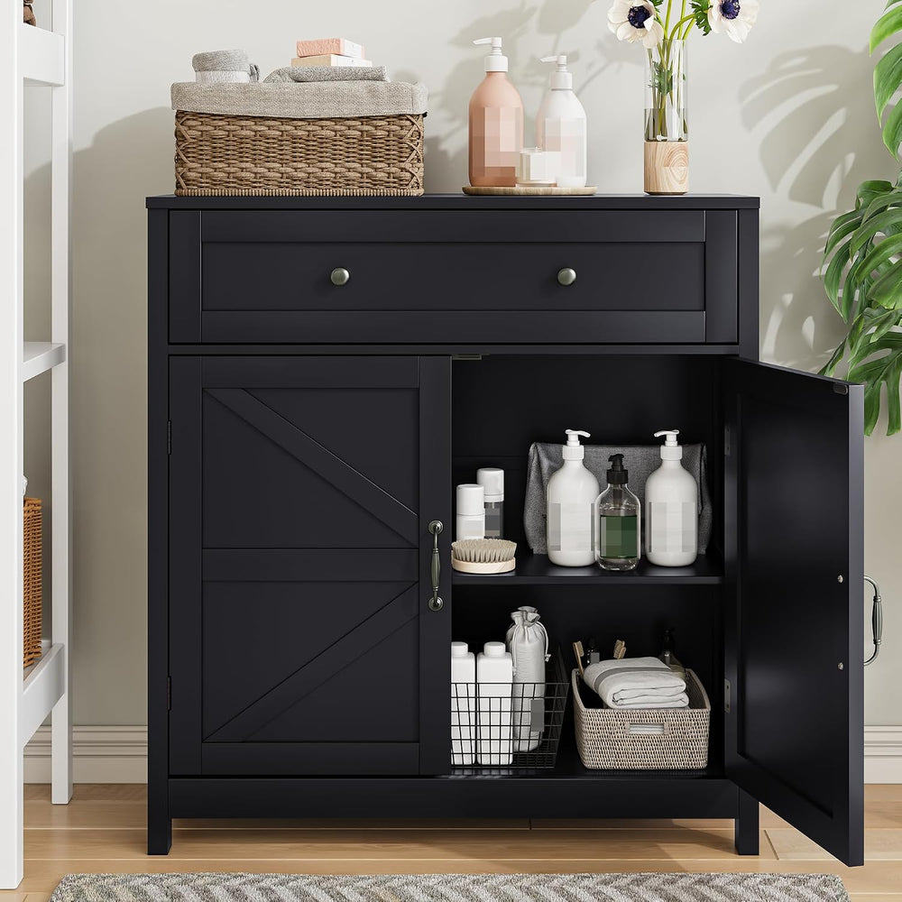 Kitchen Sideboard Buffet with Barn Doors, Farmhouse Storage Cabinet with Draw...