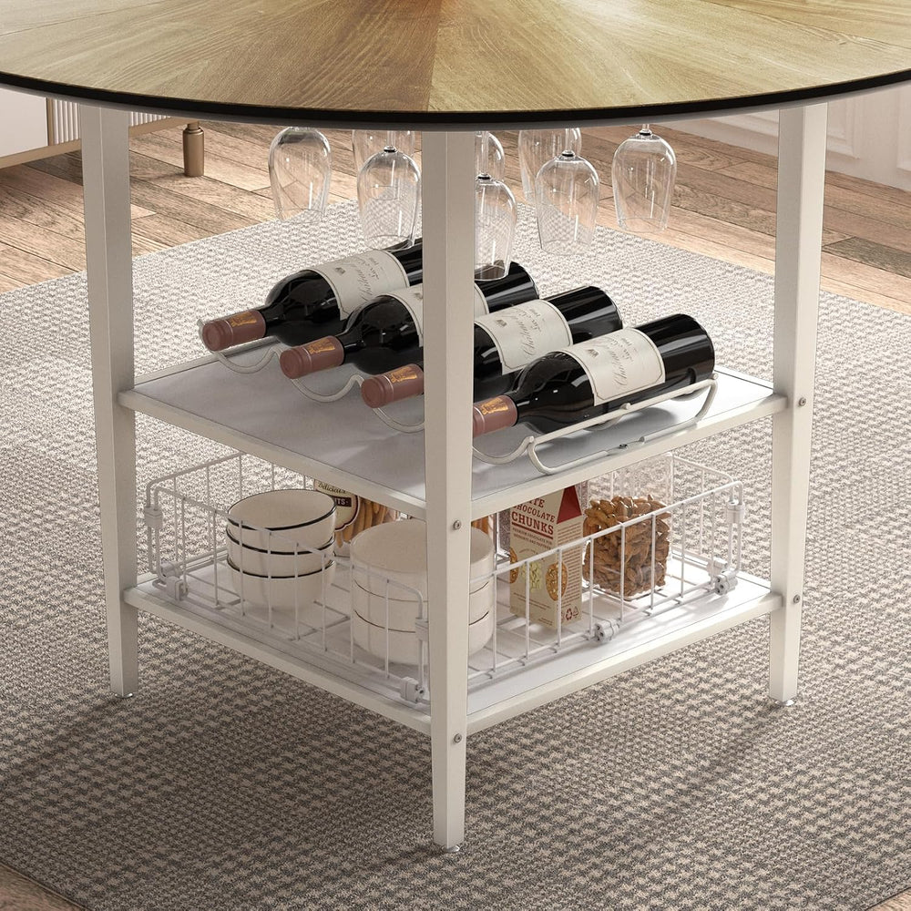 VFK 47'' Round Dining Table Set for 4-6, Farmhouse Kitchen Table with...