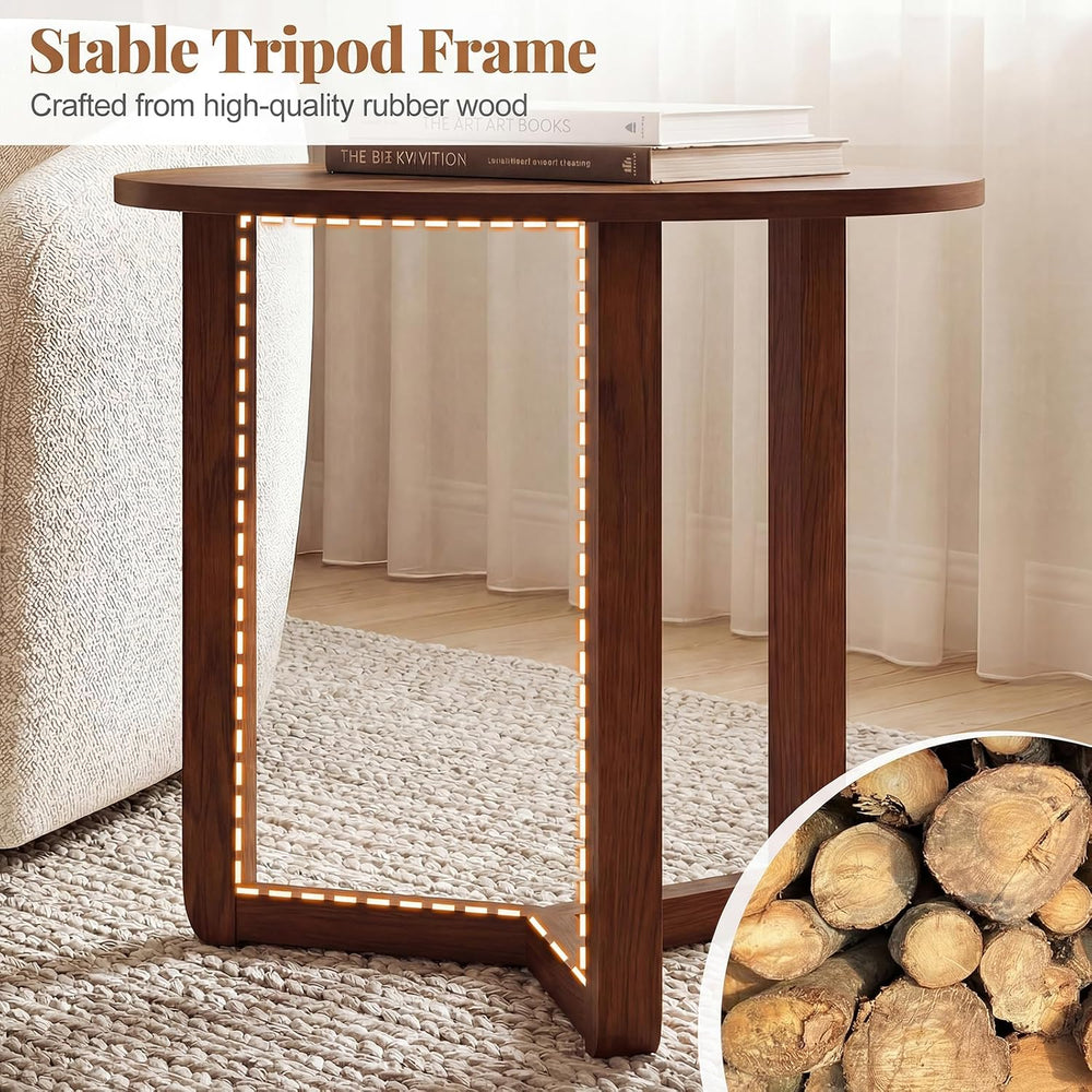 KOTEK Nesting Table Set of 2, Round Coffee Table for Living Room (Walnut) | M...