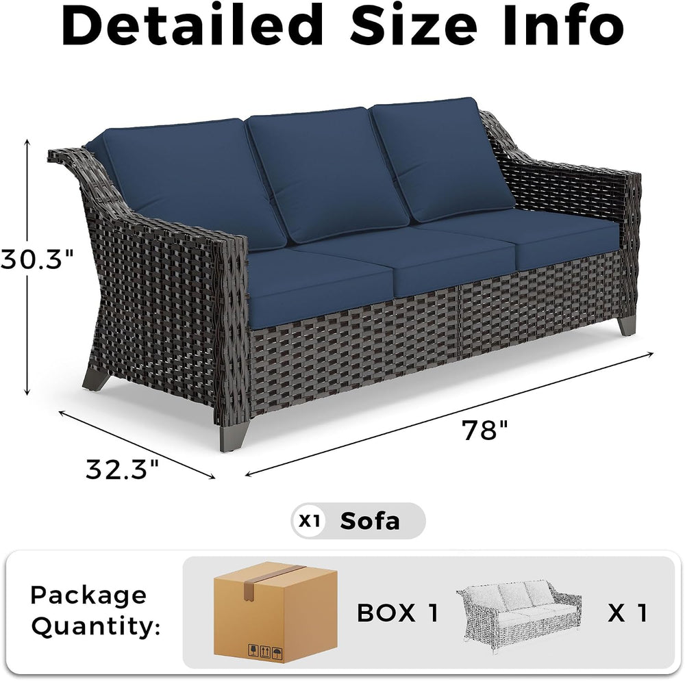 Outdoor Couch, Wicker Outdoor Conversation Set | Patio Couch with Olefin Remo...