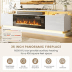 70" Fireplace TV Stand, Modern Entertainment Center for TVs Up to 80", TV Console with Storage Cabinets, Media Console for Living Room, 70IN White TV Stand and 36IN Black Fireplace