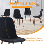 Extendable Dining Table Set for 8, 63-79 Inch Brown Kitchen Table Set with 8 Black Linen-Cotton Chairs with Walnut Metal Legs,Wood Storage (Table + Black Walnut Chairs, 1 Table + 8 Chairs)