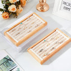 Novabright 2 Pcs Bamboo Ring Holder Bamboo Ring Display Stand 5 Slot Rings Display Tray Jewelry Storage Tray Organizer for Rings Earrings Selling Retail Stores Home Exhibitions