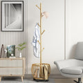 Coat Rack Freestanding Coat Stand with Basket 6 Hooks Wheels,Gold | Metal Coat Rack Stand Coat Tree for Home Entryway Bedroom Living Room Office Corner Modern Organizer for Scarf Jacket Hat Bag