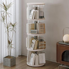 4 Tier Rotating Bookshelf Spinning Bookshelf Tower Swivel Bookcase Round Book Shelf for Small Space Revolving Bookcase for Playroom Bedroom Living Room