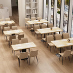 Dining Chairs Set of 4, Leather Modern Kitchen & Dining Room Chairs, Comfortable Upholstered Kitchen Chairs with Metal Legs Armless Side Chairs for Living Room Bedroom Restaurant Cafe, Khaki