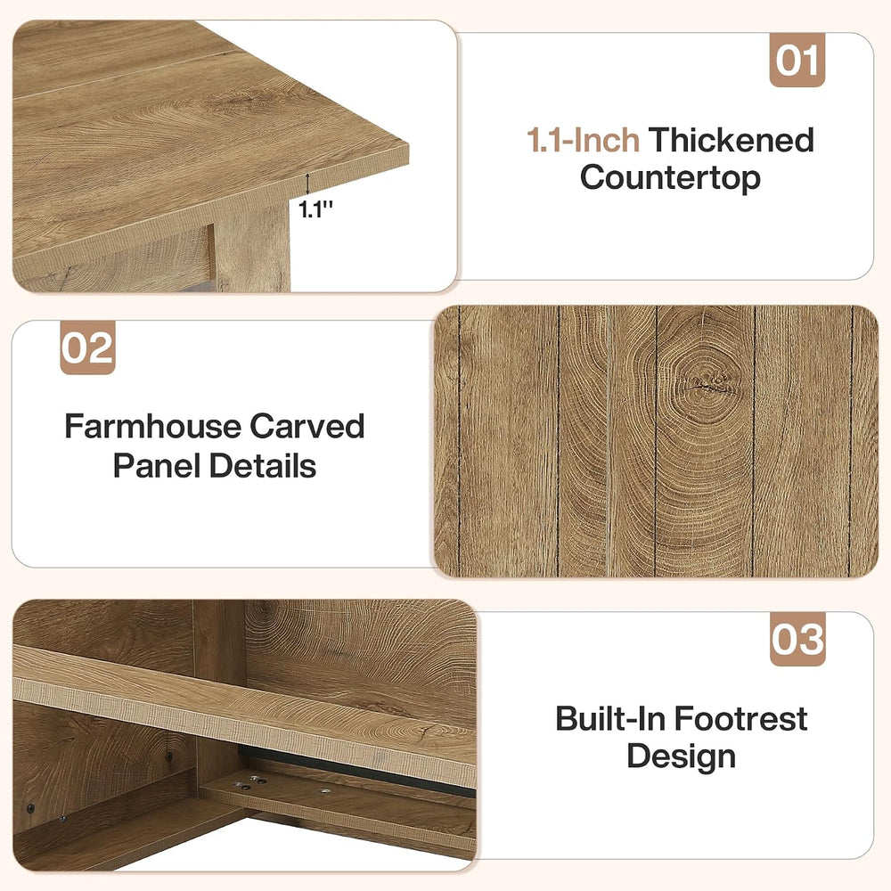 Tribesigns 63-Inch Kitchen Island with Seating, Farmhouse Wood Stationary Isl...