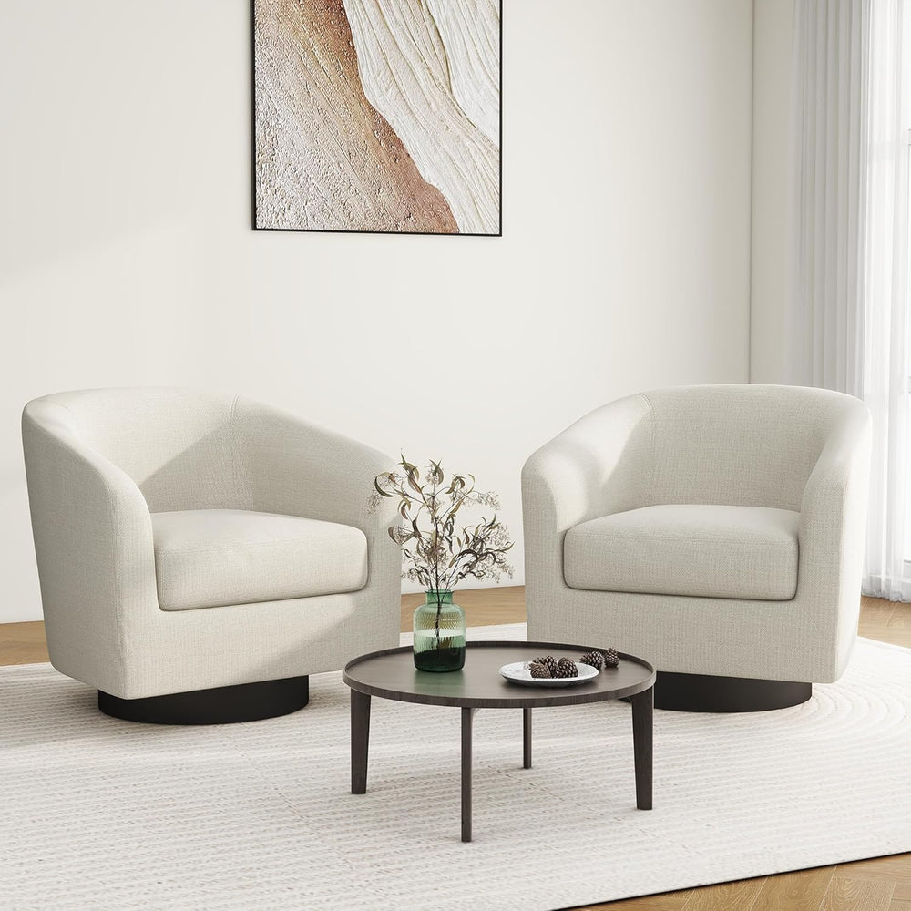 Swivel Barrel Accent Chair, Modern Round Chenille Fabric Arm Chair for Living...